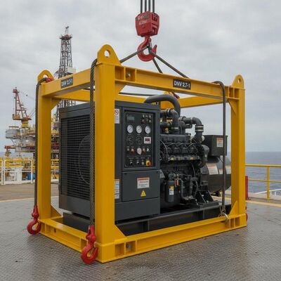 200KVA T3 温度クラス ATEX ゾーン 2 ディーゼル発電機セット DNV 2.7-1 オフショアリフティングフレーム付き